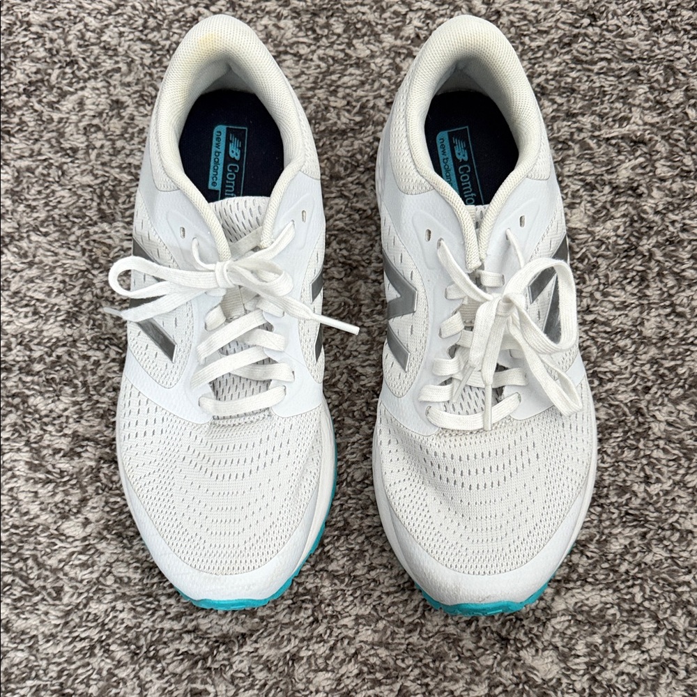 New Balance Women's White and Teal Sneakers